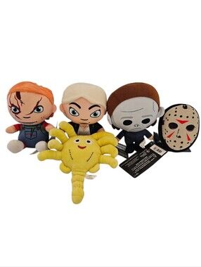 Set Of 5 Horror Plush Characters Alien, Chucky, Tiffany, Michael Myers, Jason